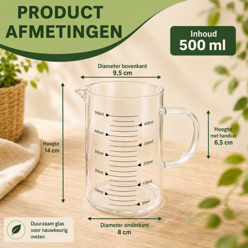 Glazen Maatbeker voor Plantenkleuring 500 ml maten